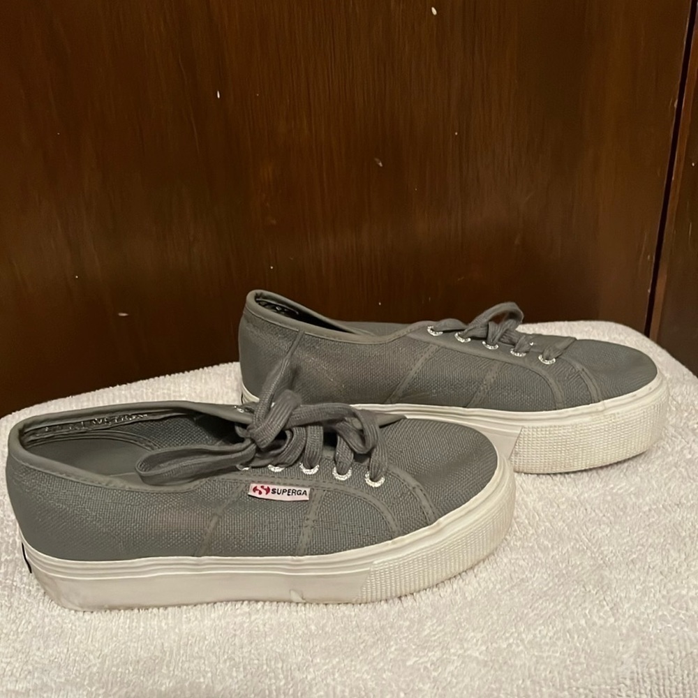 Superga Platform Canvas Sneakers in Gray